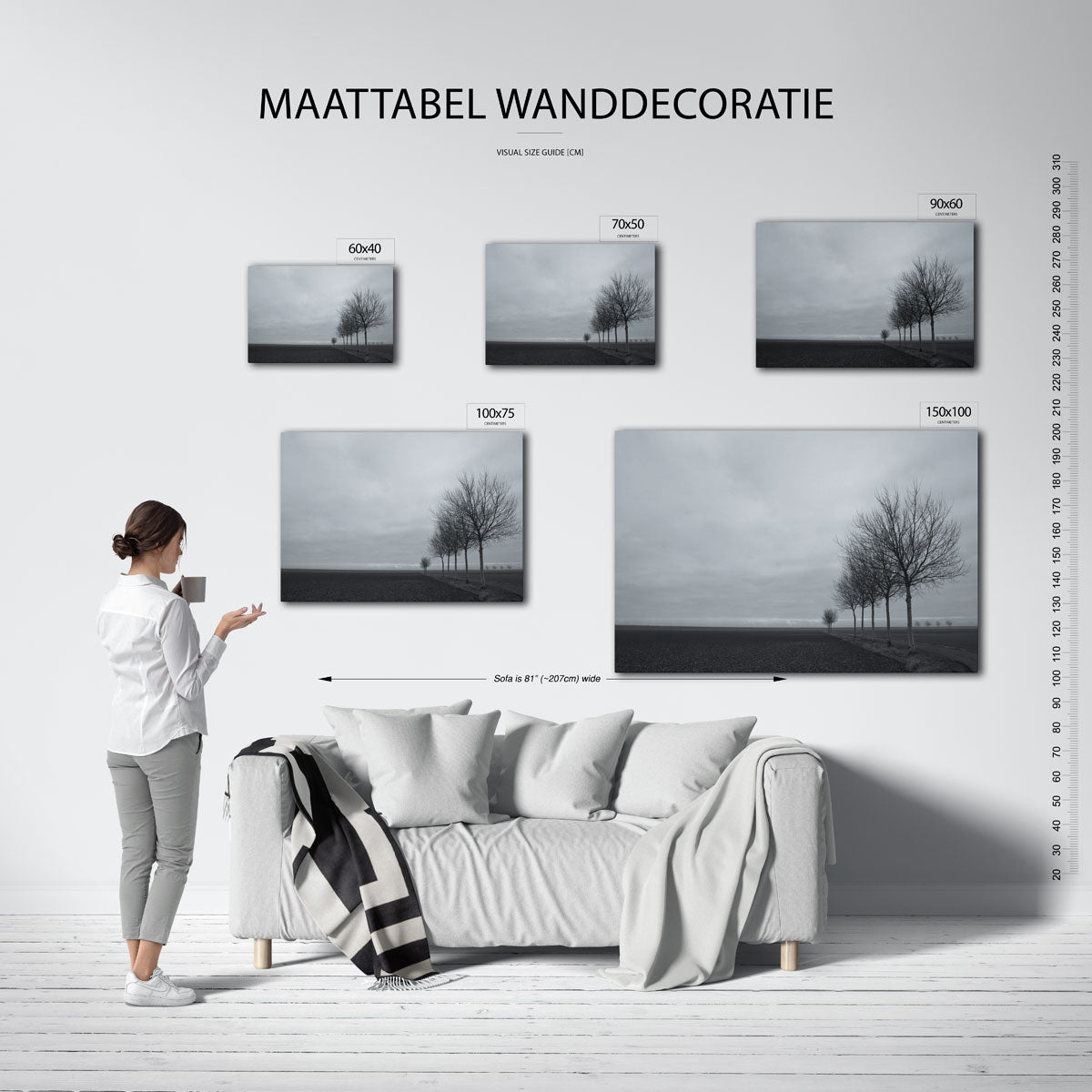 Landschap met bomenrij Kunstwerk