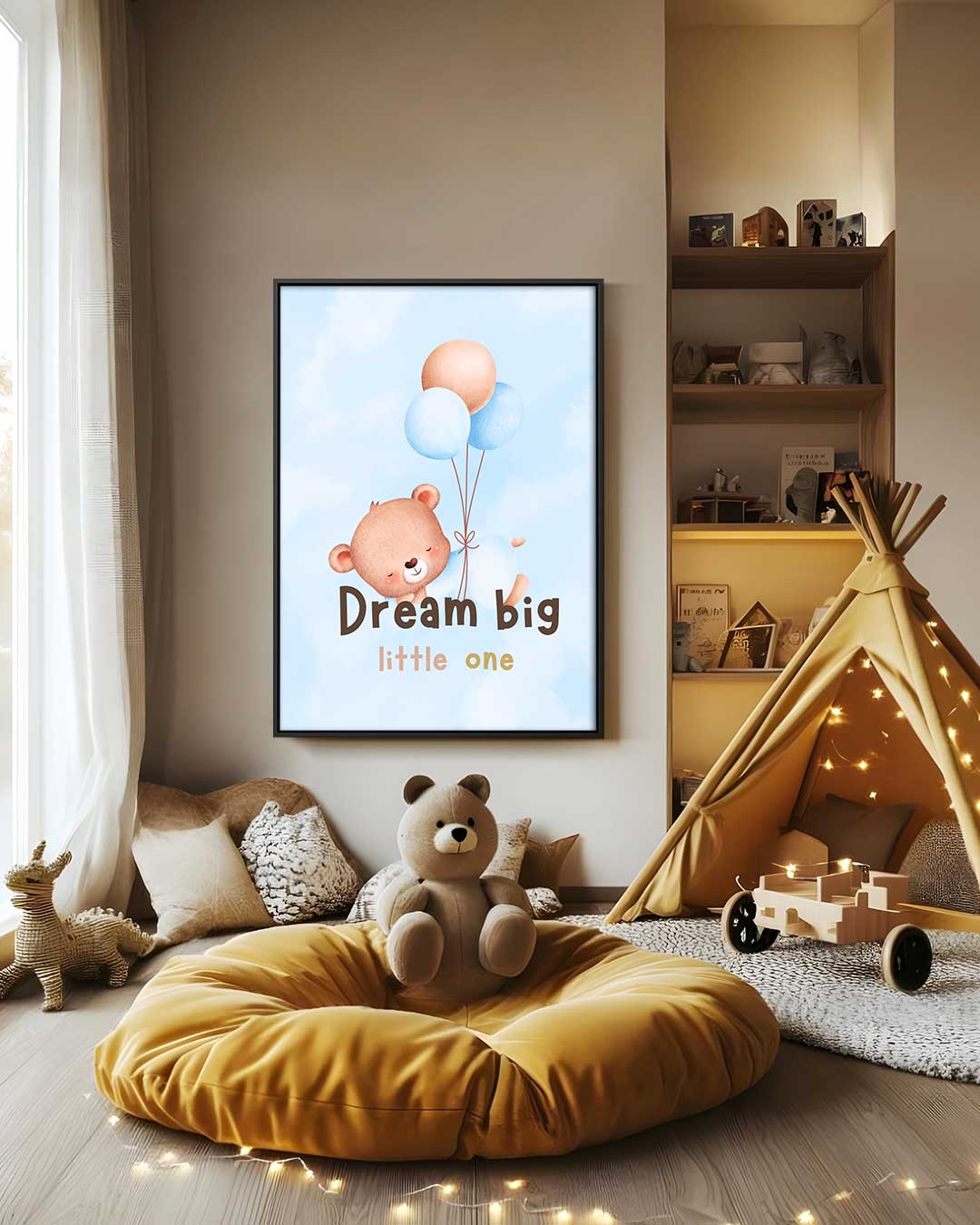 Dromen Met Hartenwens Beer Kunstwerk-canvas-dibond-plexiglas-wanddecoratie-WallArtistic