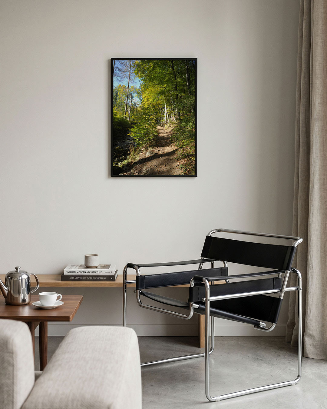 Boswandeling zonnig pad Poster