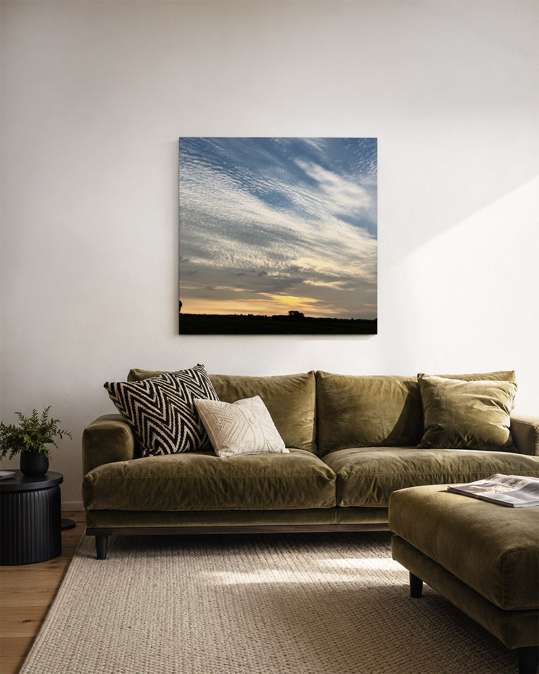 Wolkenspel bij zonsondergang Kunstwerk