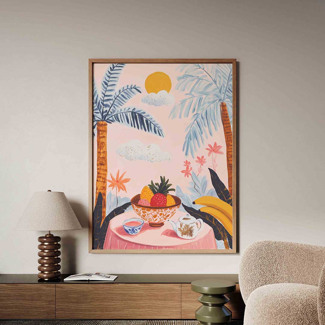 Tropisch fruit en palmbomen Poster