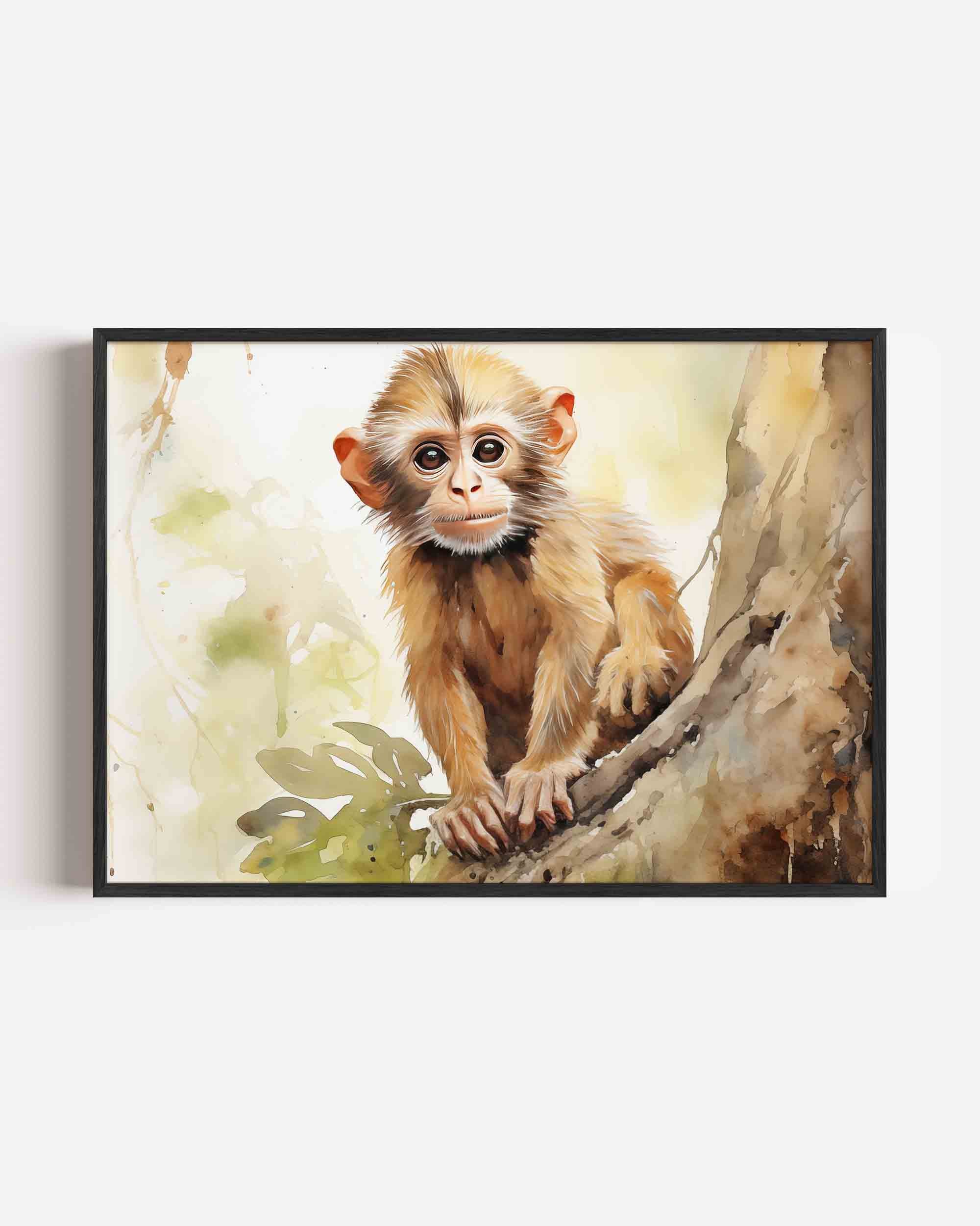 Jonge aap op boom Poster