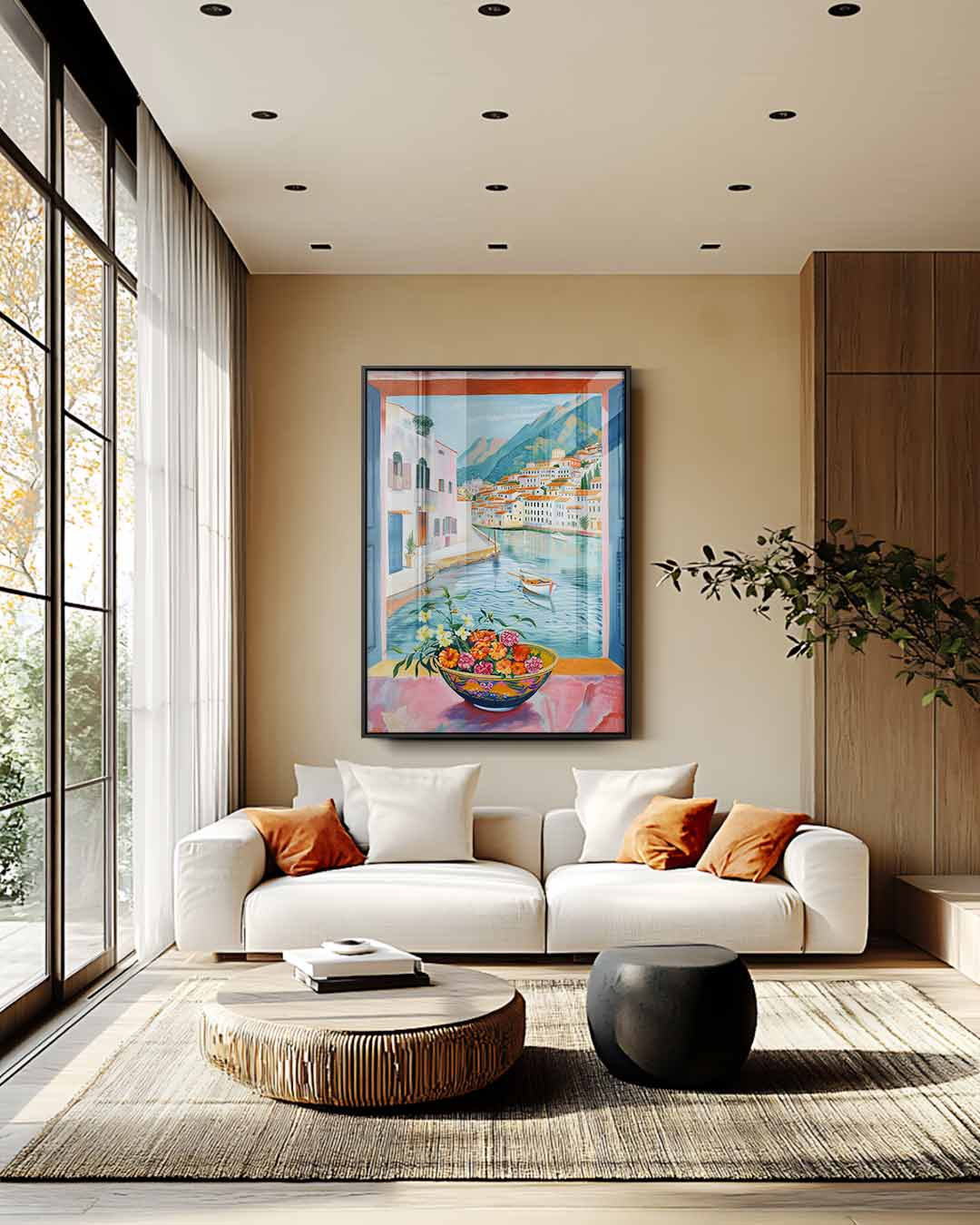 Uitzicht op een Mediterraan Dorp Kunstwerk-canvas-dibond-plexiglas-wanddecoratie-WallArtistic