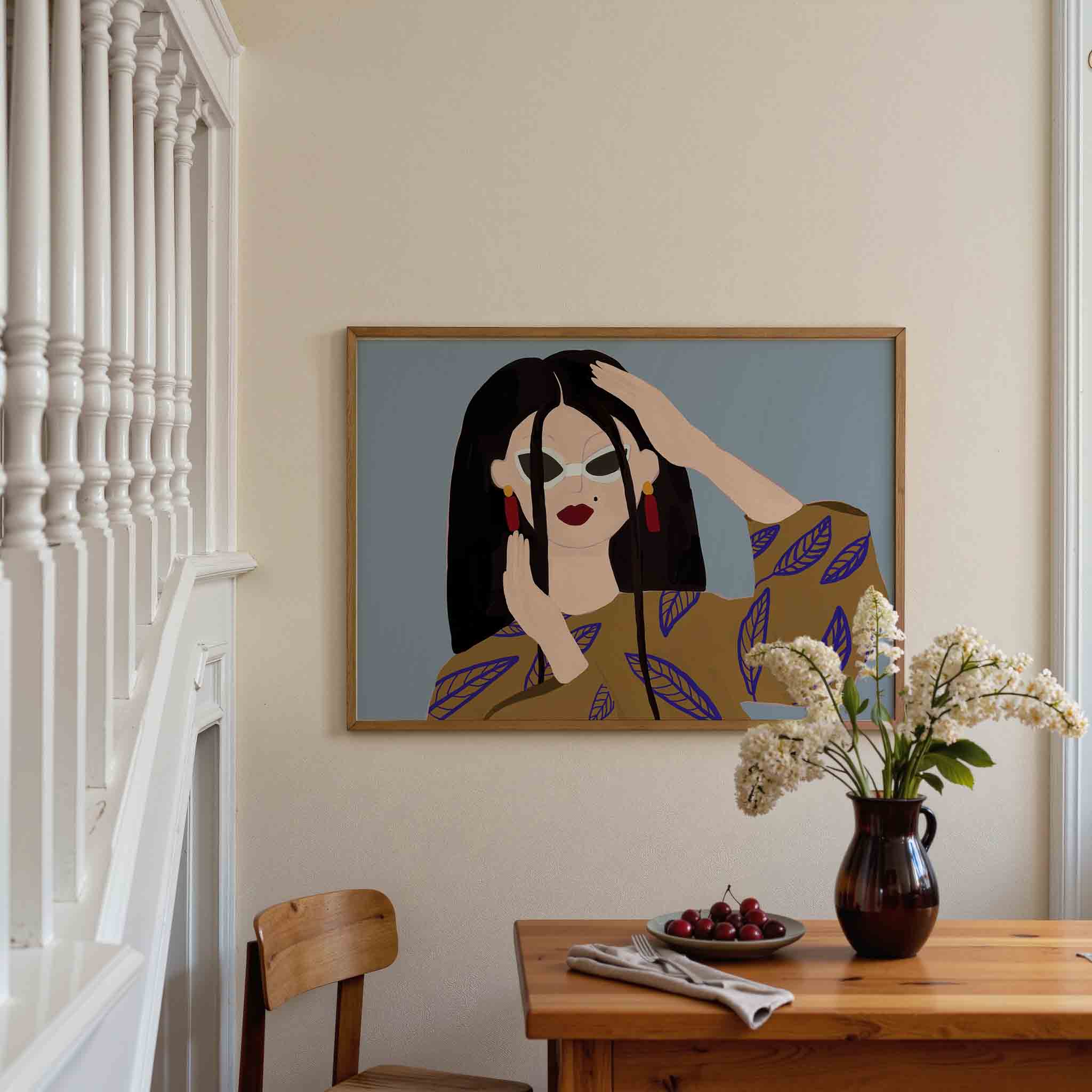 Vrouw met zonnebril Poster