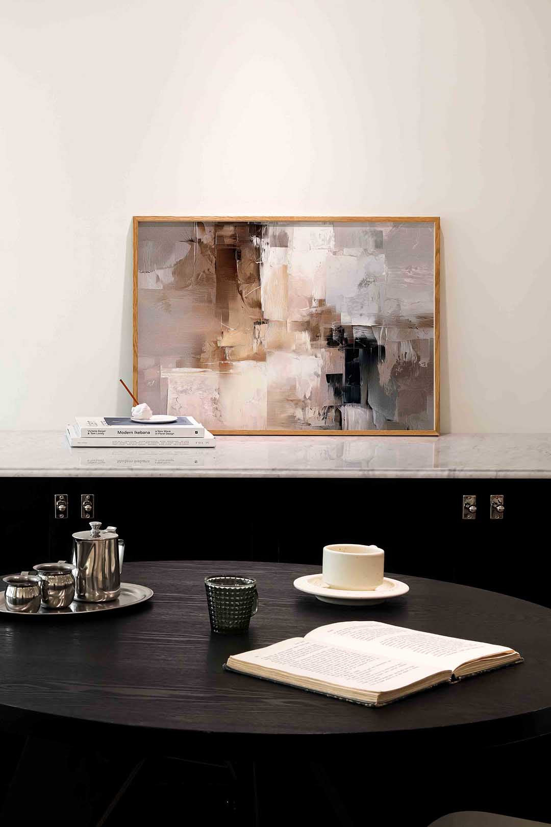 Abstracte beige en bruine Poster