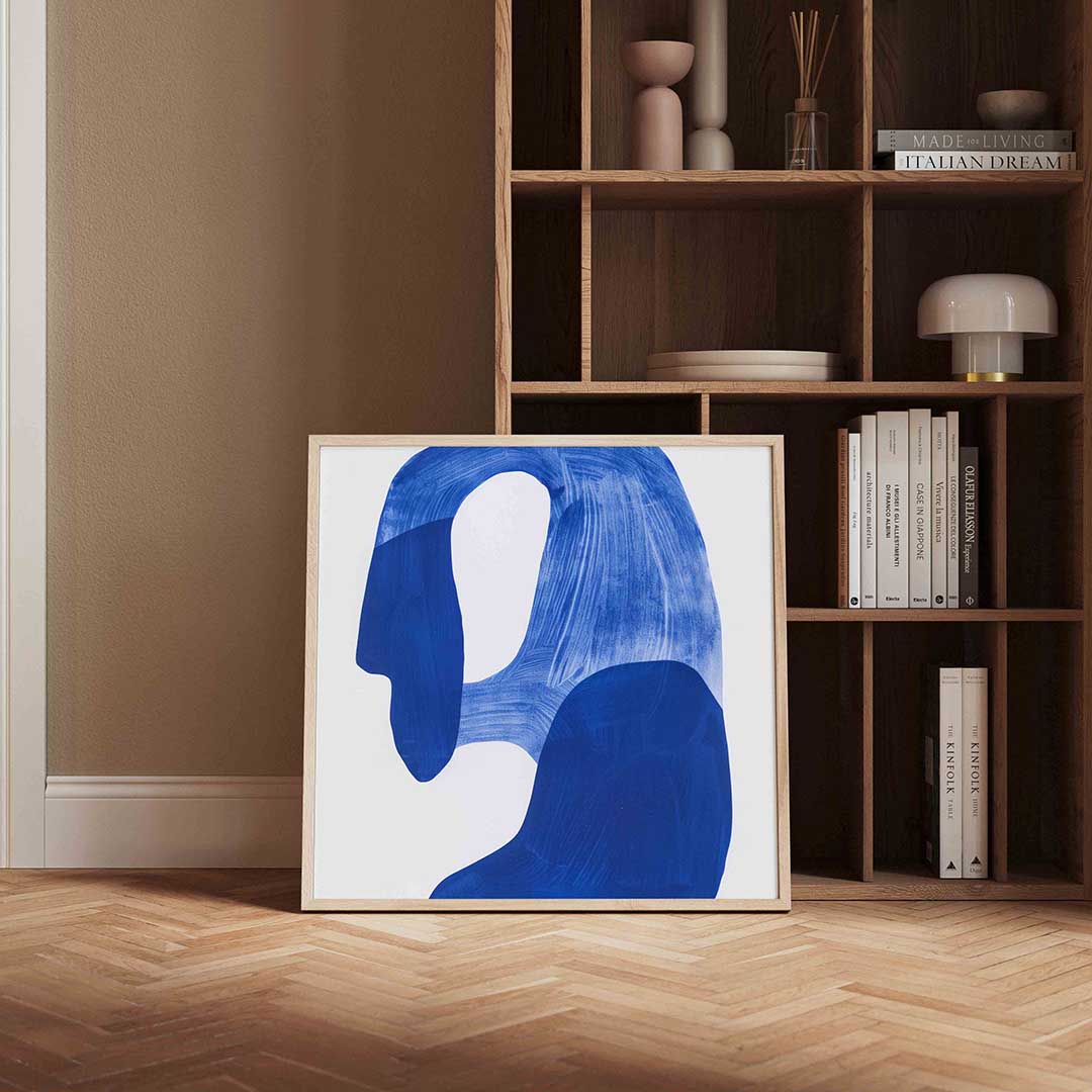 Abstracte blauwe vormen Poster