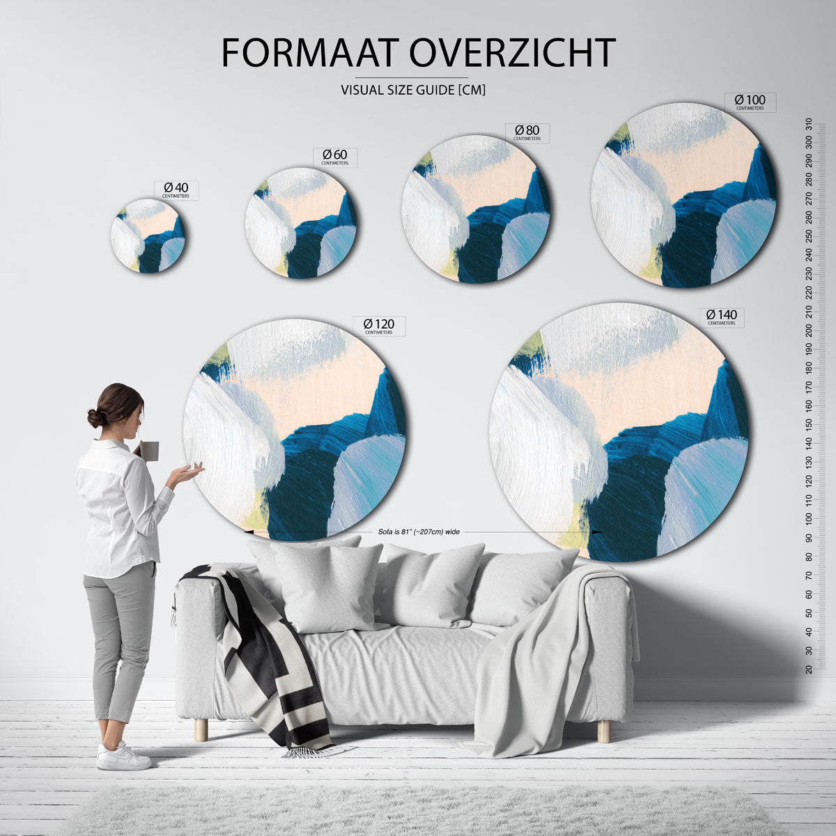 Abstracte penseelstreken Muurcirkel