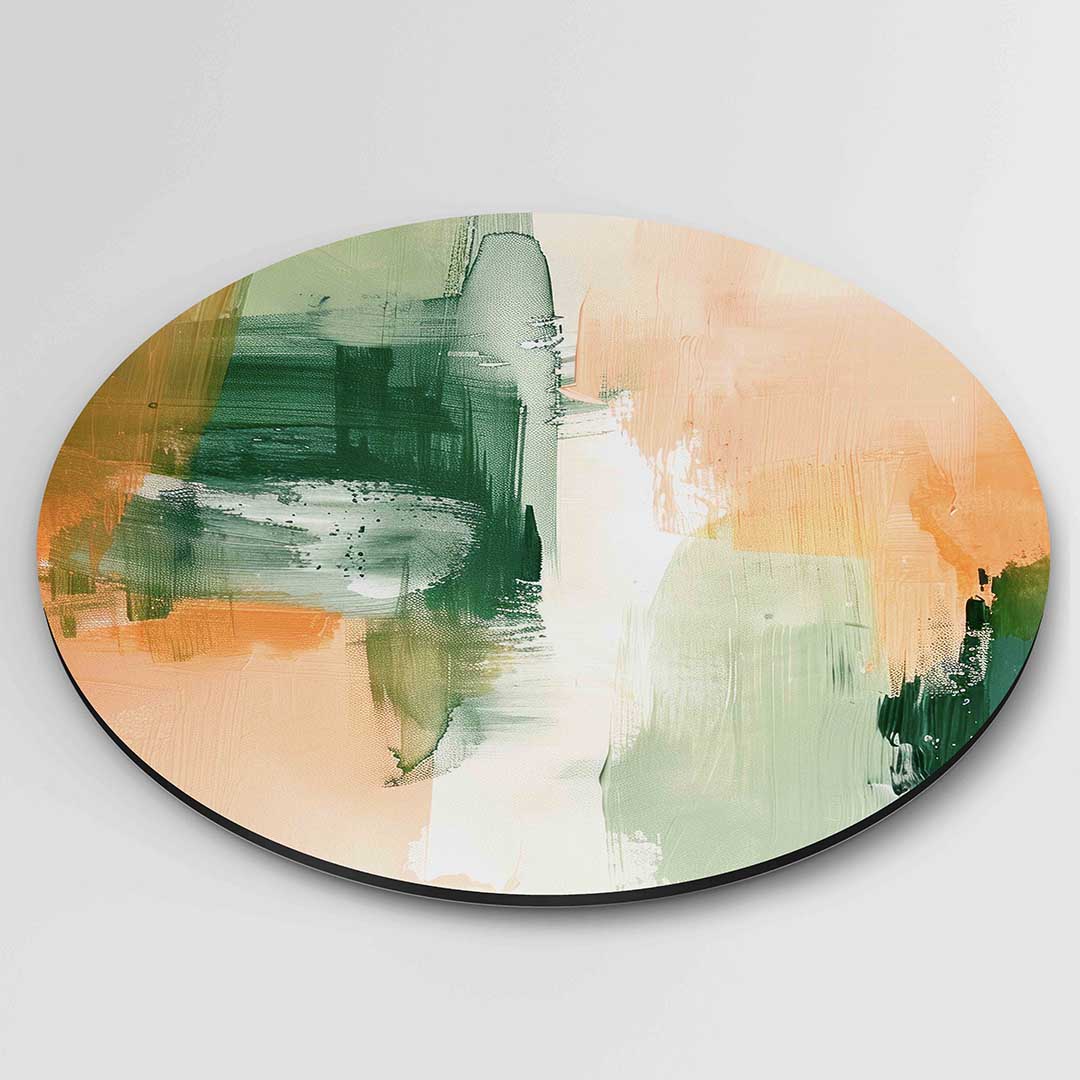 Abstracte groene en oranje Muurcirkel
