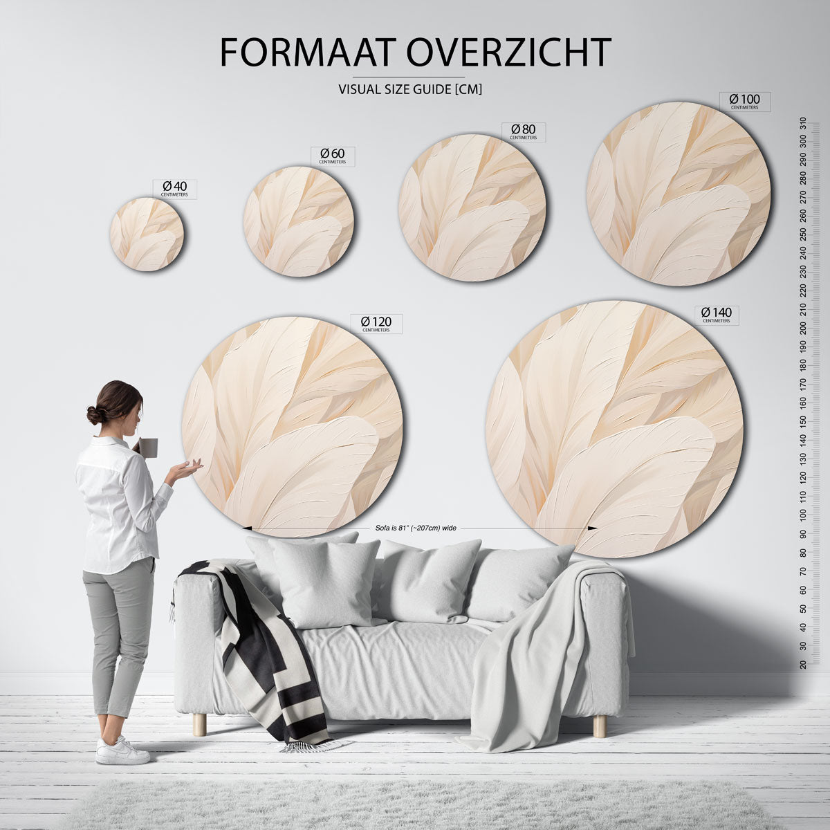 Beige bladeren Muurcirkel