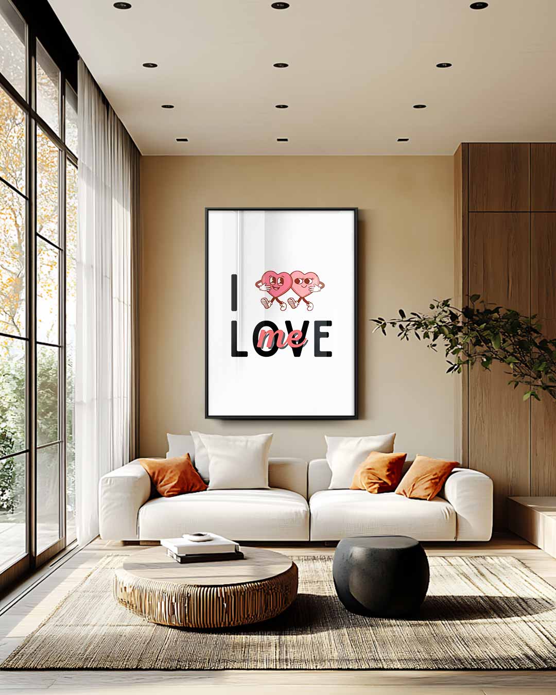 Liefdevolle Hartjes Illustratie Kunstwerk-canvas-dibond-plexiglas-wanddecoratie-WallArtistic