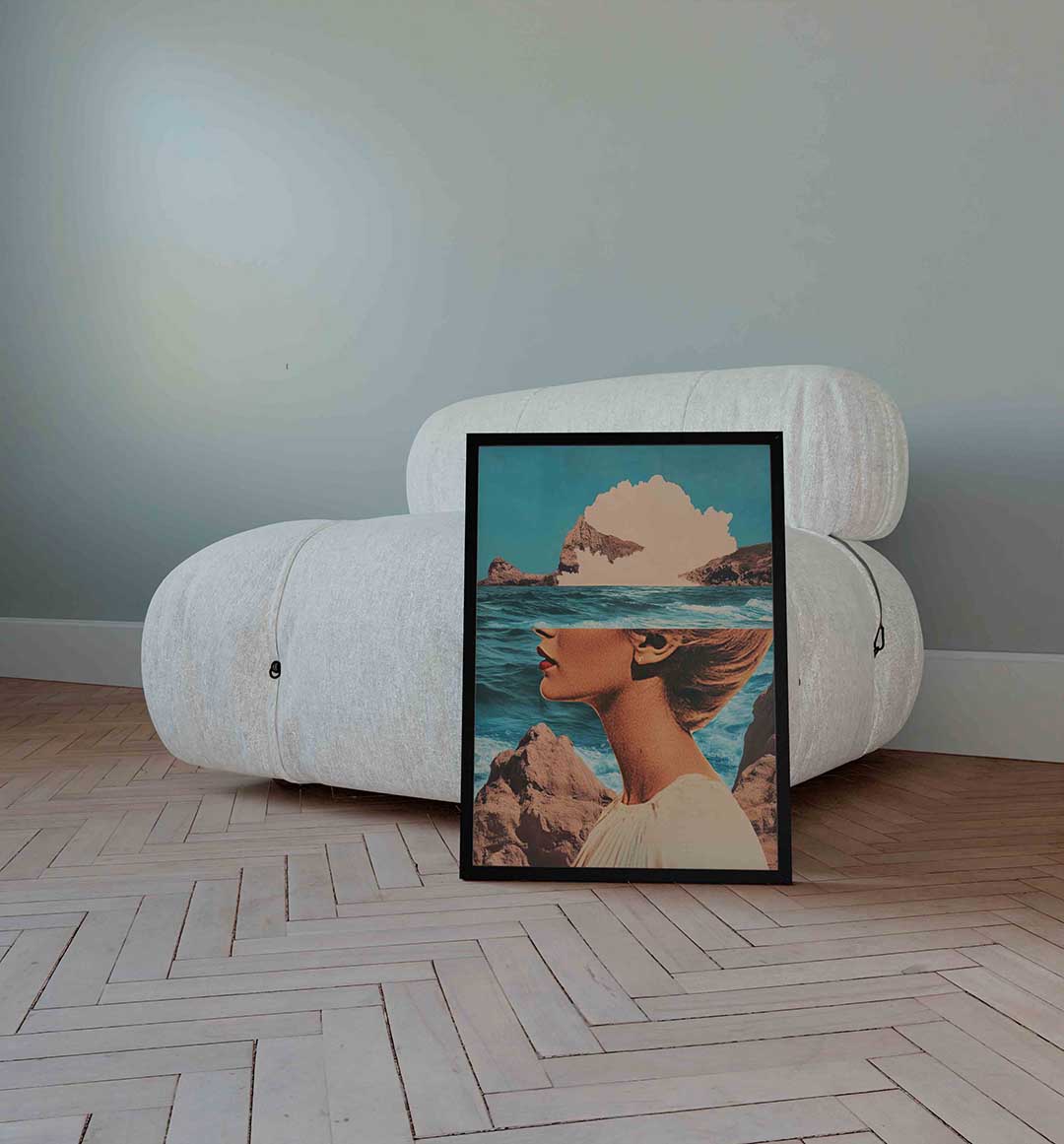 Vrouwenportret en zee Poster