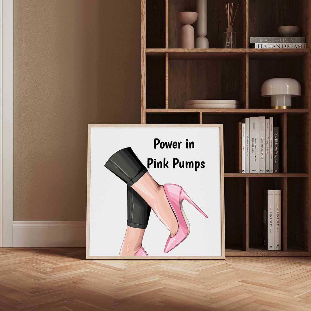 Roze pumps en zwarte broek Poster