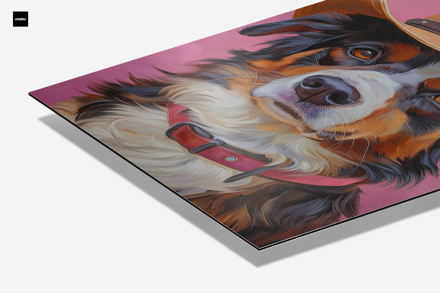 Stoere Hondencowboy op Roze Kunstwerk