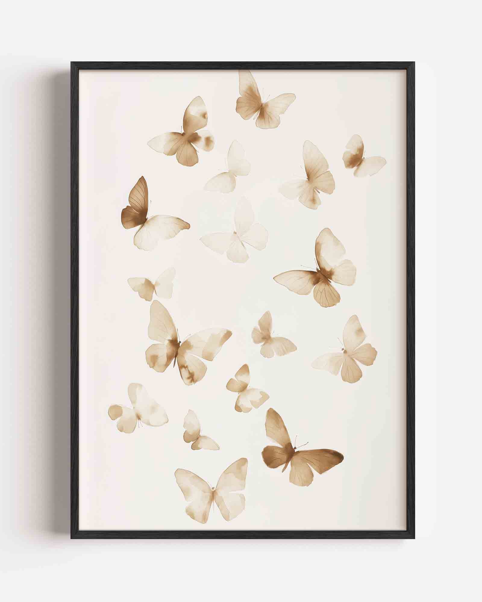 Vlinders in beige Poster