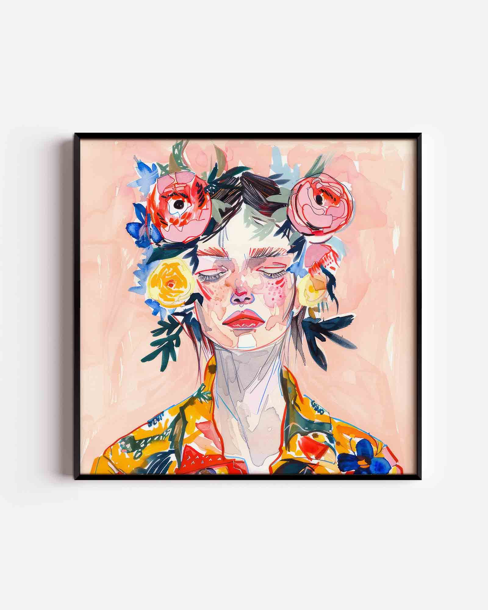 Bloemenkrans portret Poster