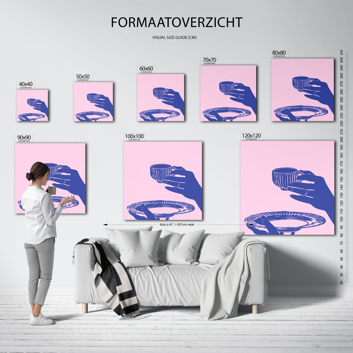 Handen met kop en schotel Poster