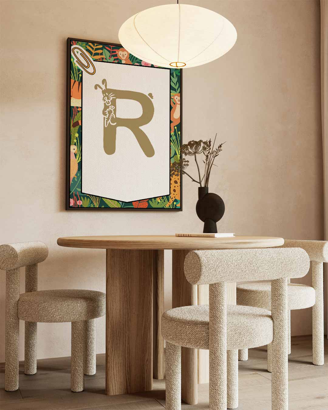 Jungle Alfabet Poster - Letter R Kunstwerk-canvas-dibond-plexiglas-wanddecoratie-WallArtistic
