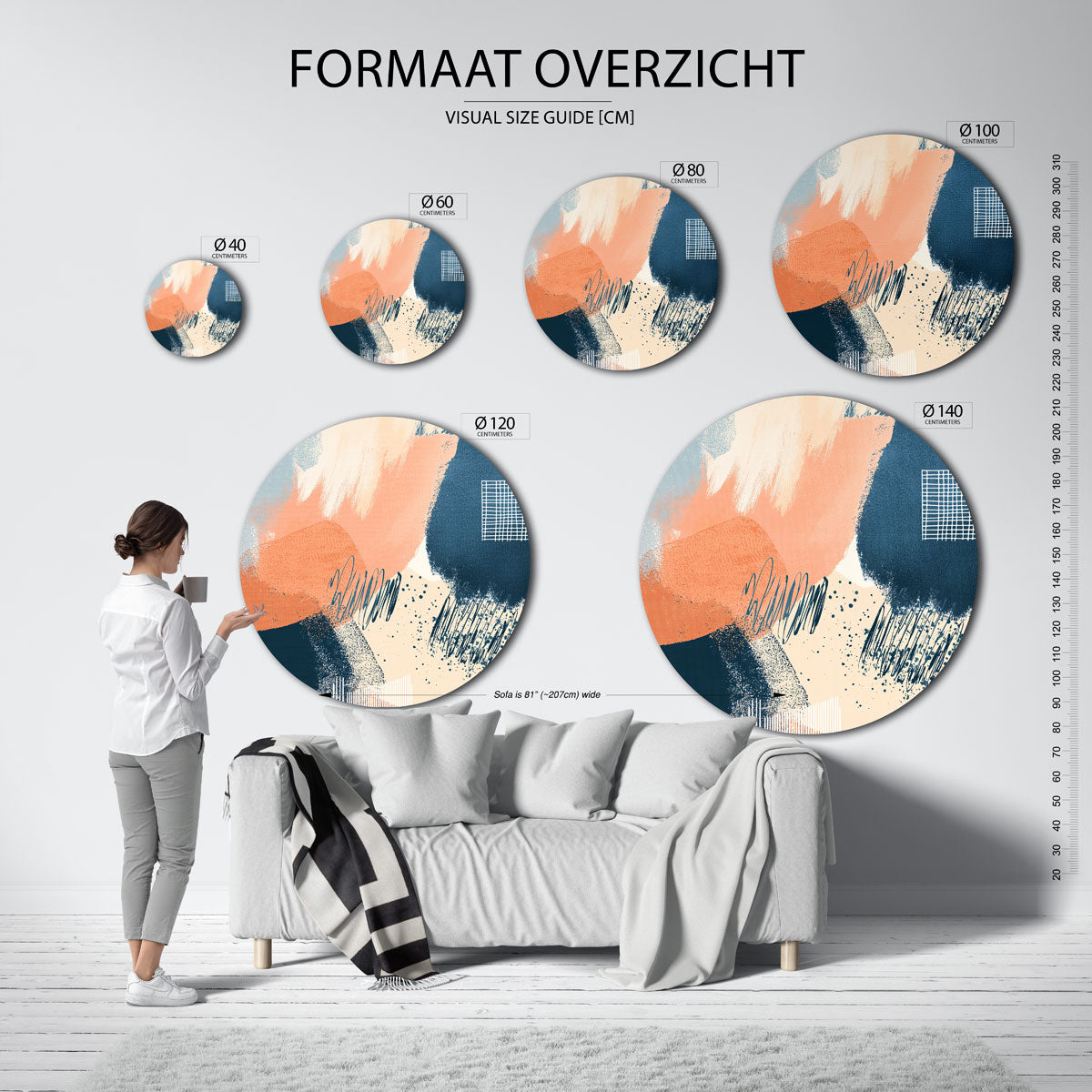 Abstracte vormen Muurcirkel