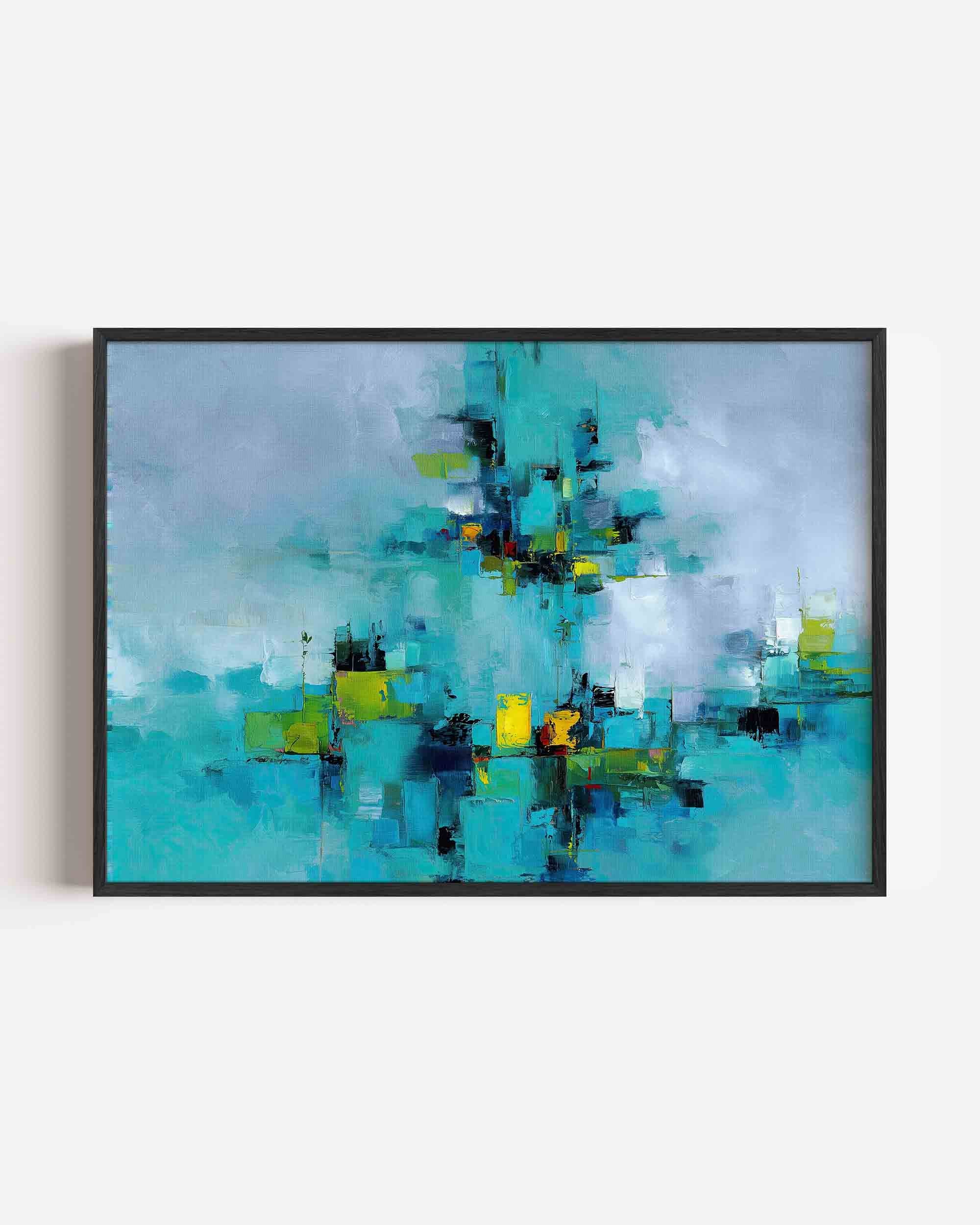 Abstracte blauwe compositie Poster