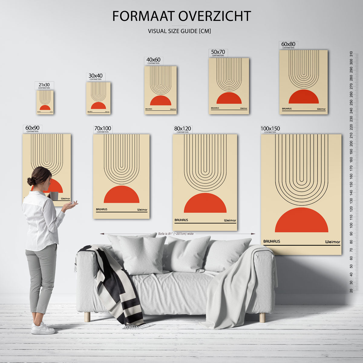 Lijnen en halfrond Poster