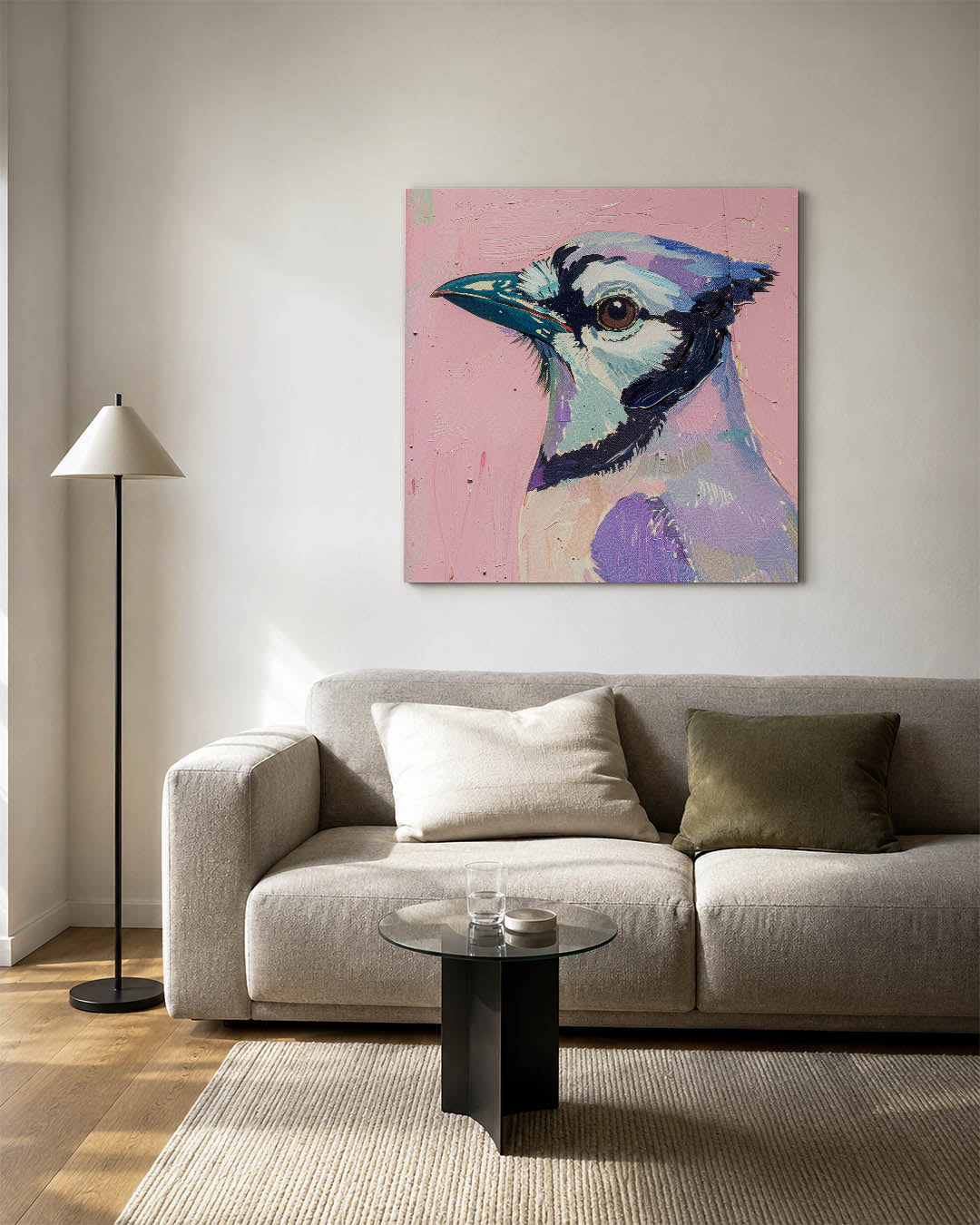 Vogelsilhouet in pastel Kunstwerk