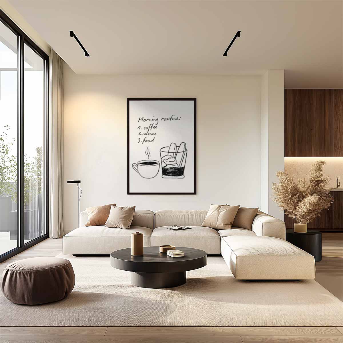 Ontspannen Ochtendritueel Illustratie Kunstwerk-canvas-dibond-plexiglas-wanddecoratie-WallArtistic