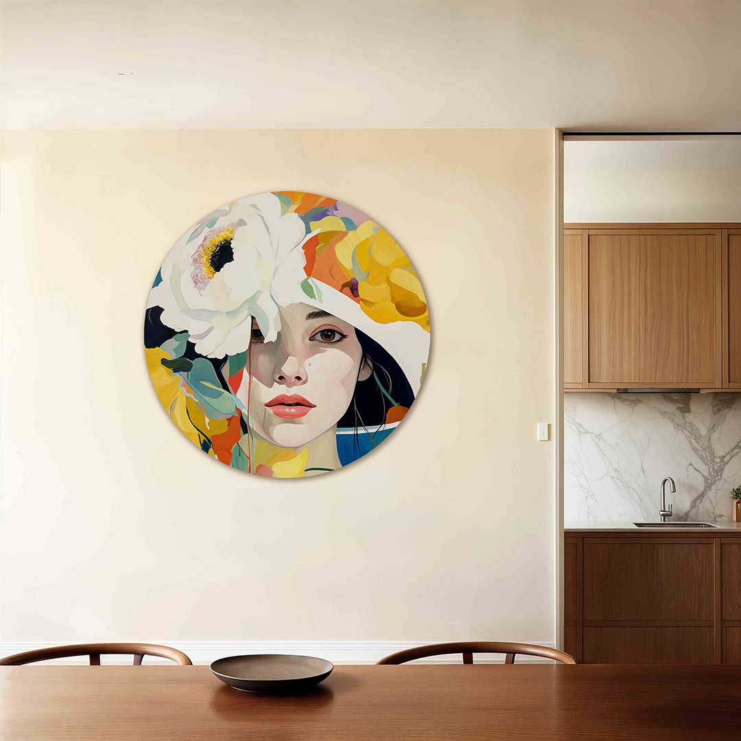 Vrouw met bloemen Muurcirkel