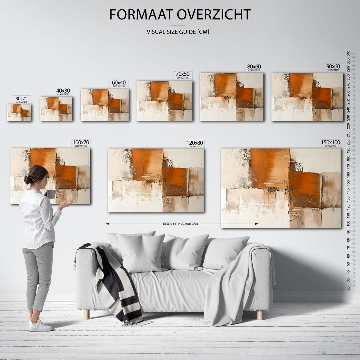 Abstracte oranje en beige vlakken Poster
