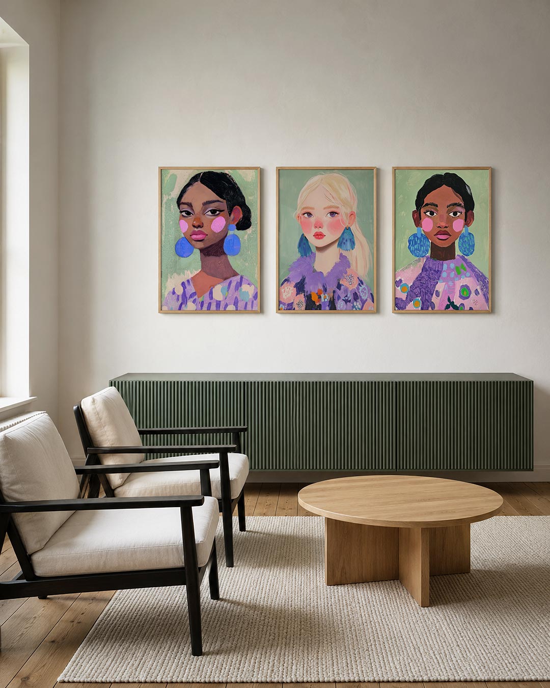 Kleurrijke portretuitdrukking Posterset