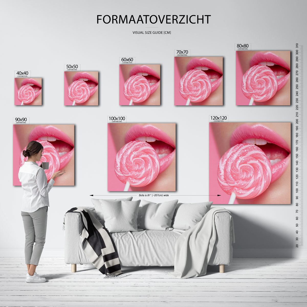 Roze lolly en lippen Poster