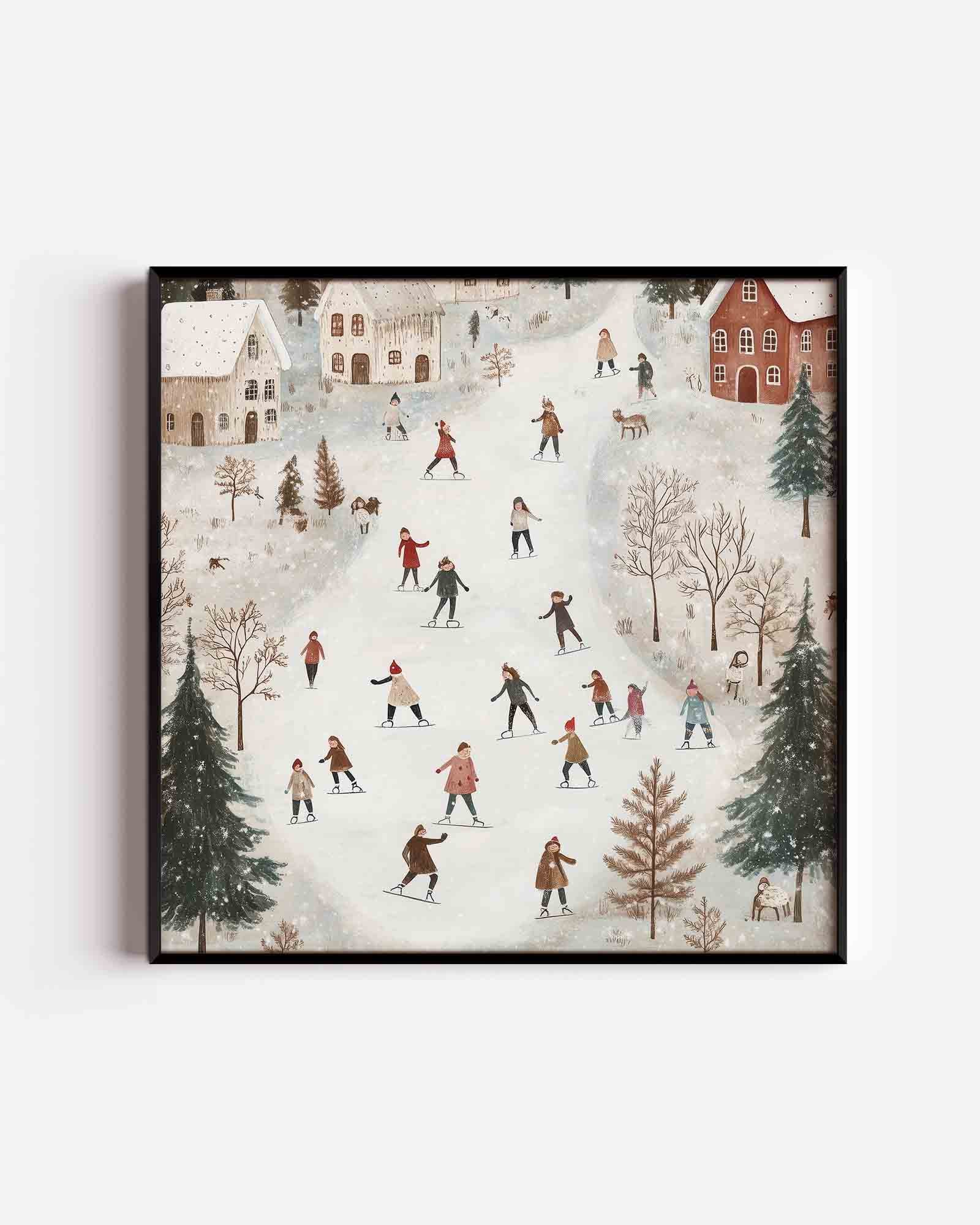 Winterse schaatsscene Poster