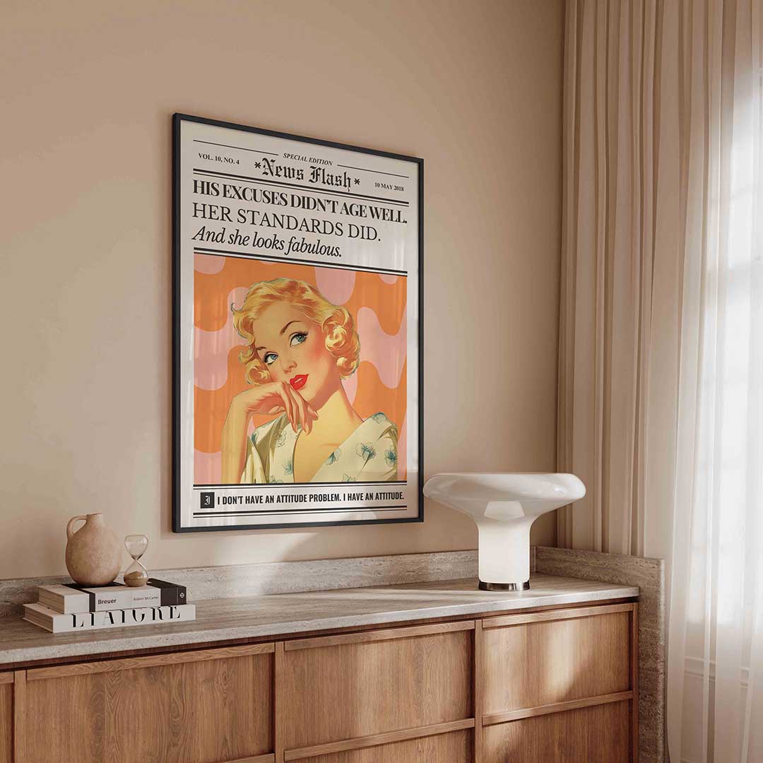 Retro vrouw met tekst Poster