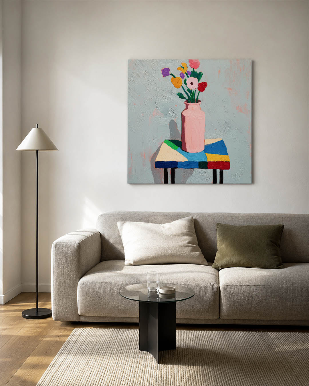 Kleurrijke bloemenvaas Kunstwerk