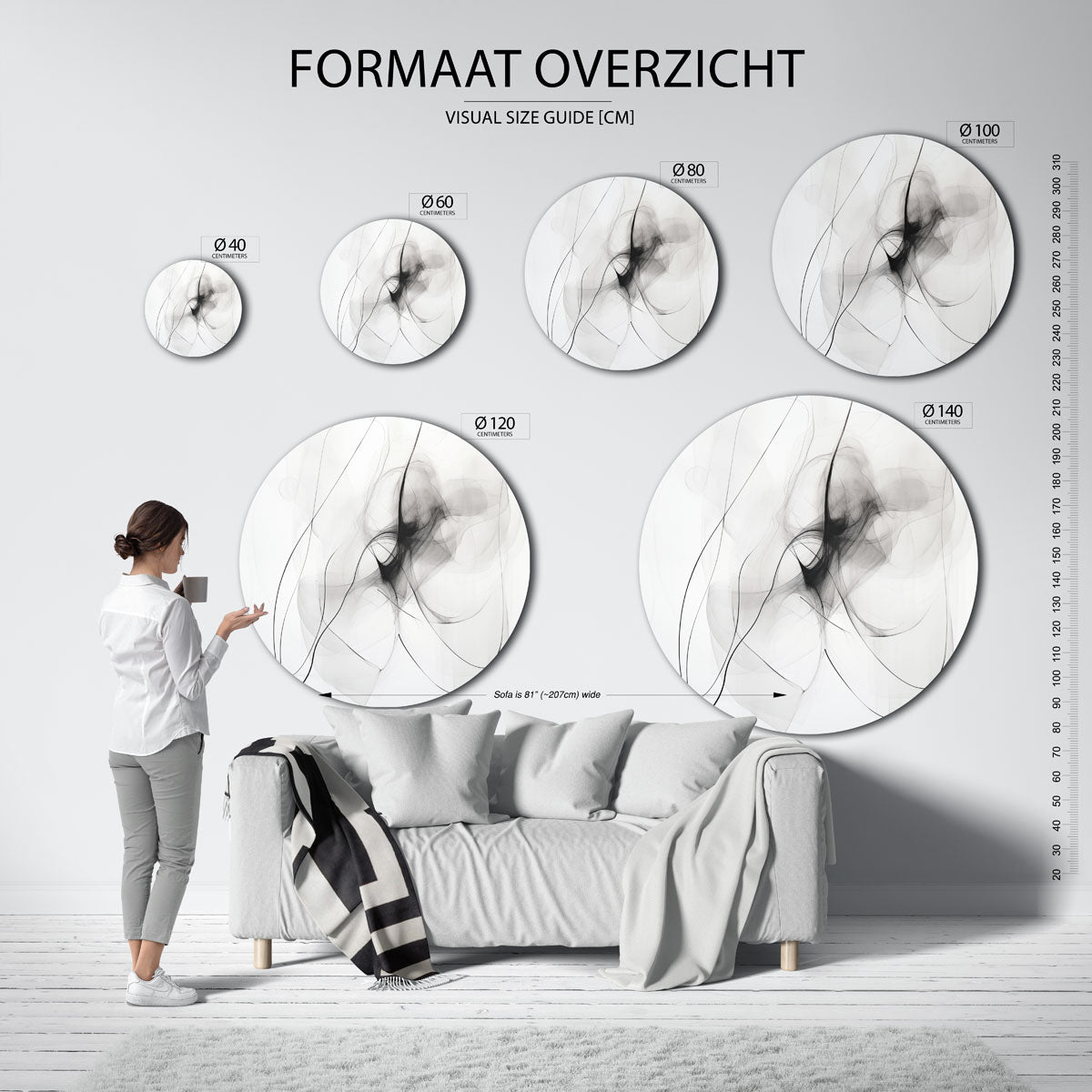 Abstracte lijnen Muurcirkel
