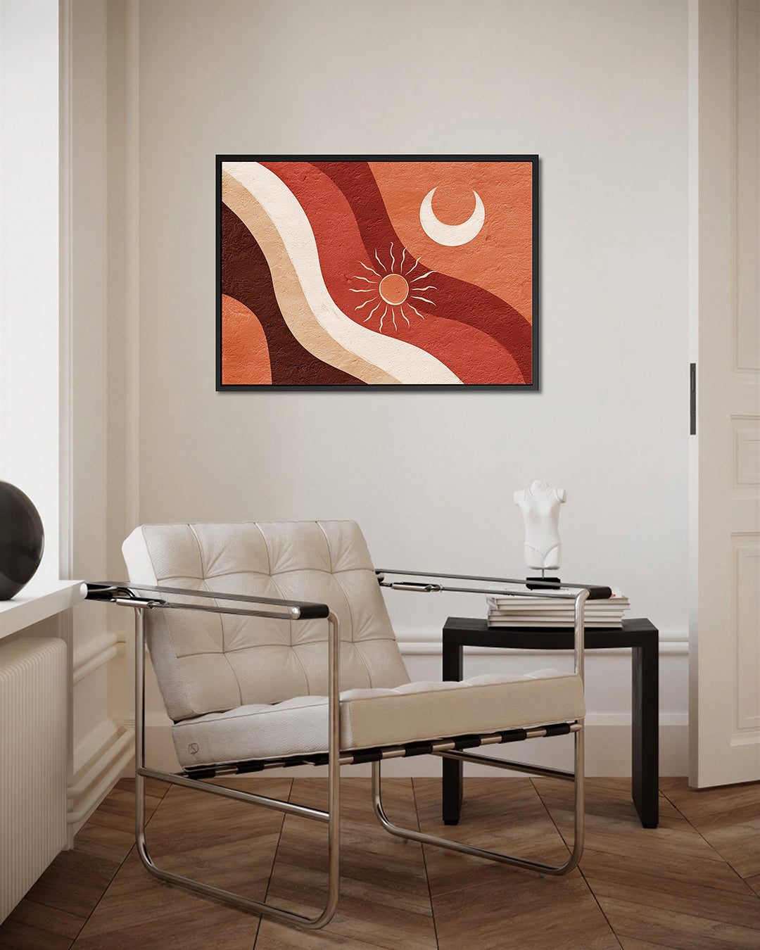 Golvende zon en maan Kunstwerk
