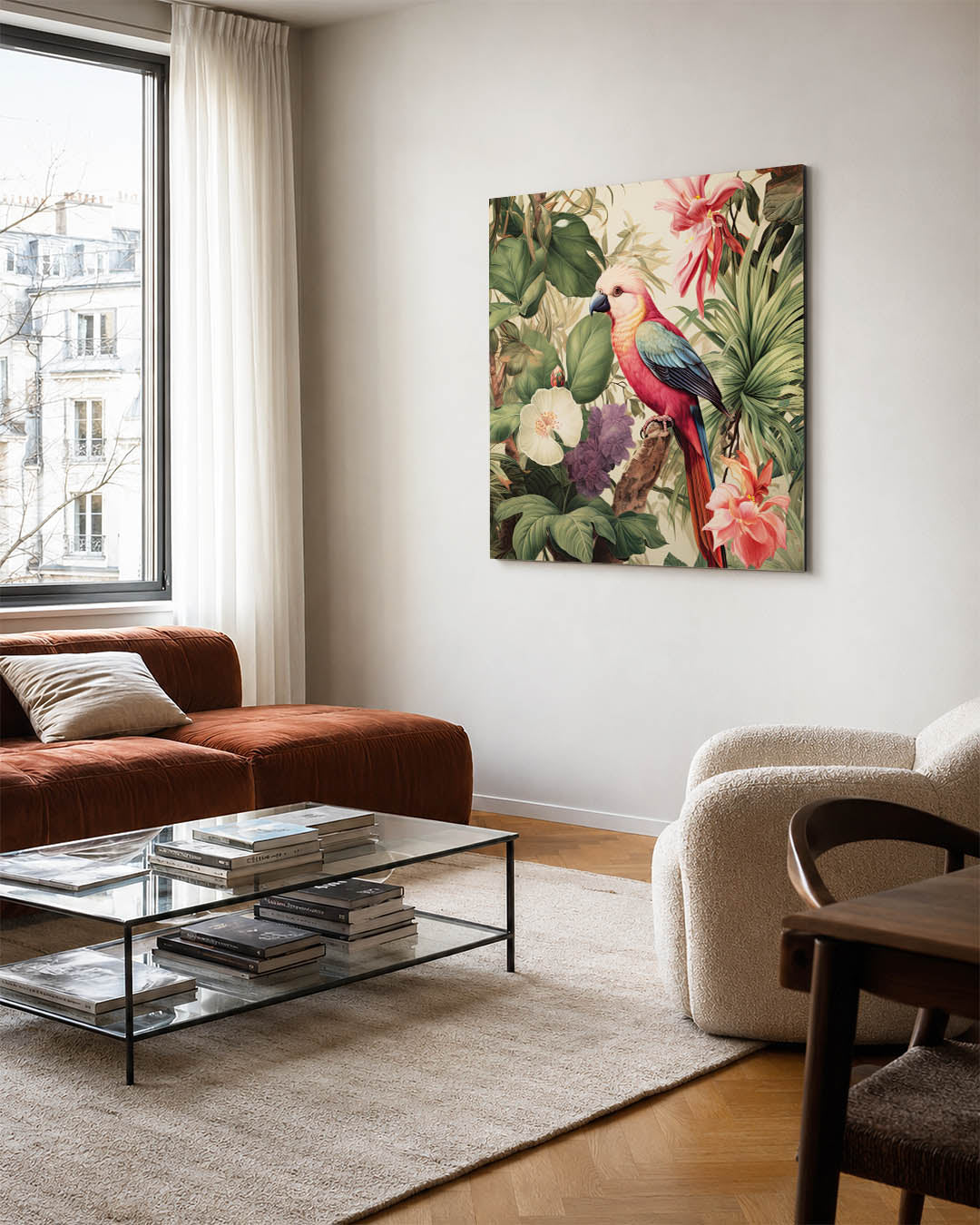 Exotische vogel en bloemen Kunstwerk