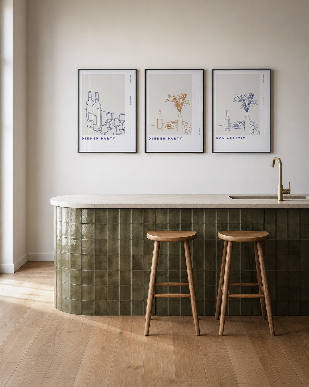 Lijnenspel en glas Posterset