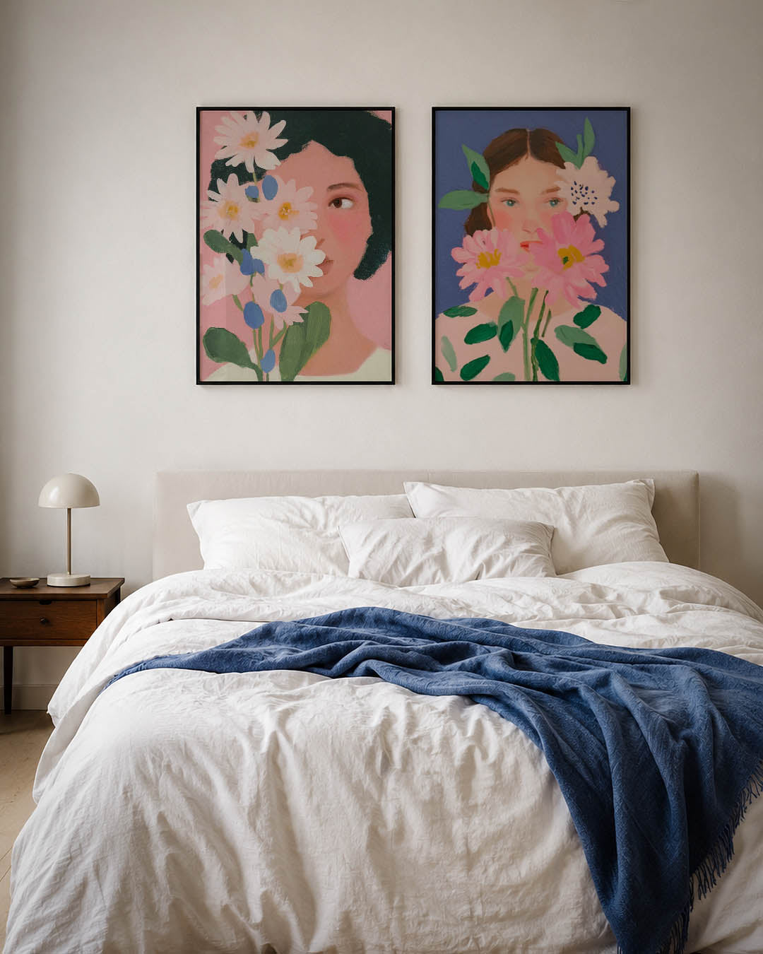 Bloemen en gezicht Posterset
