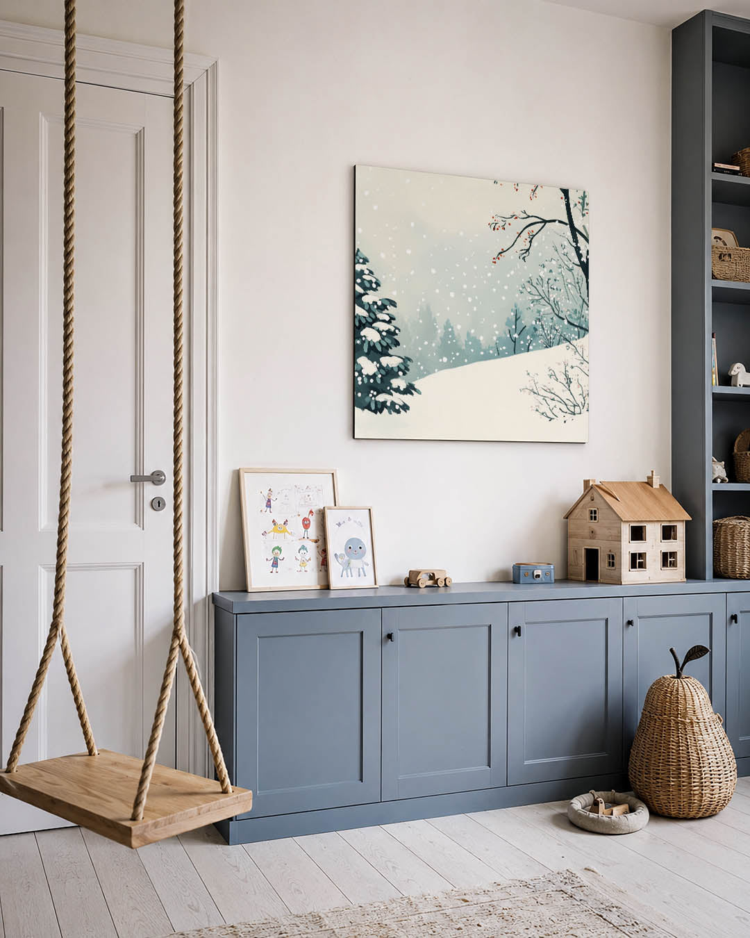 Winterlandschap met sneeuw Kunstwerk