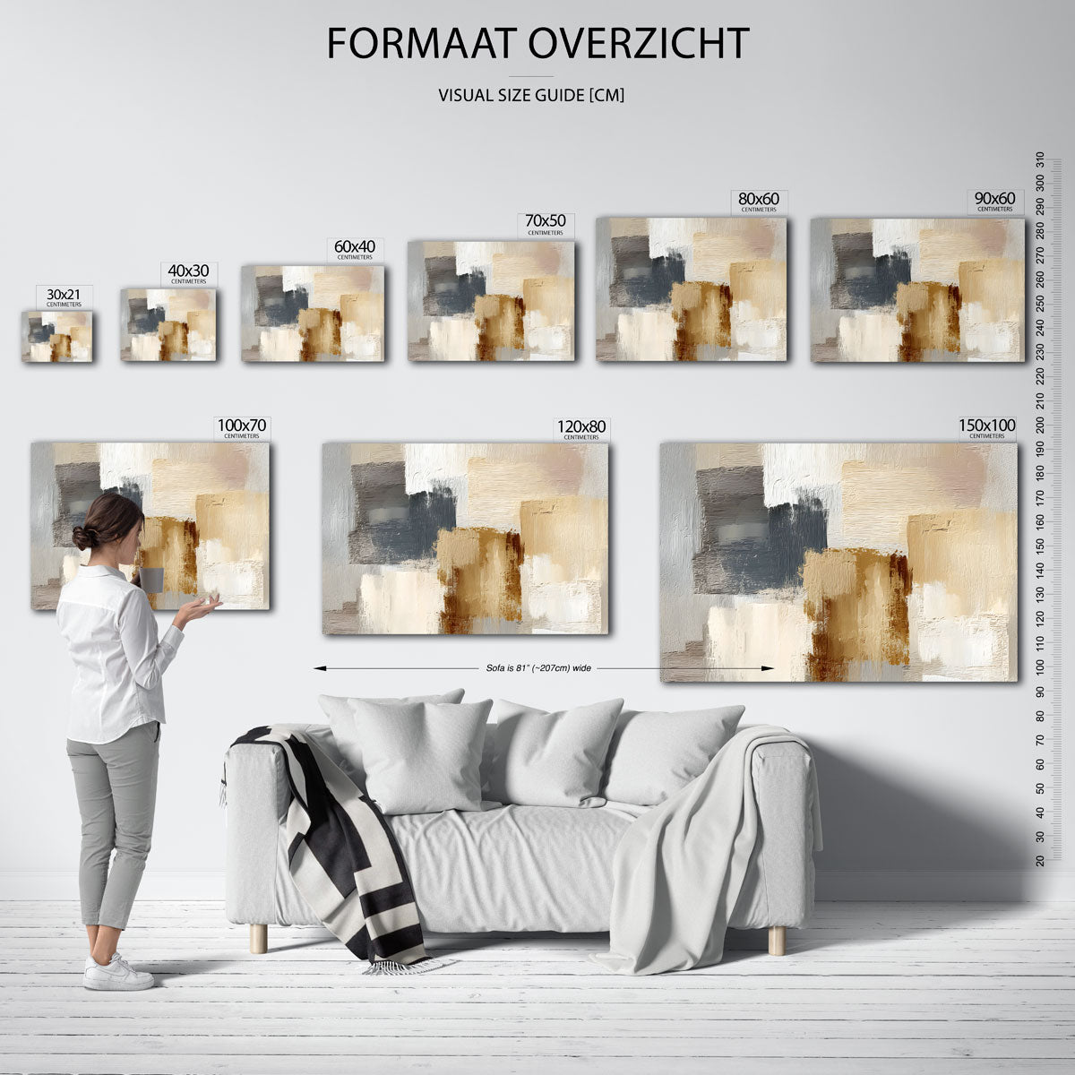 Abstracte beige en grijze vlakken Poster