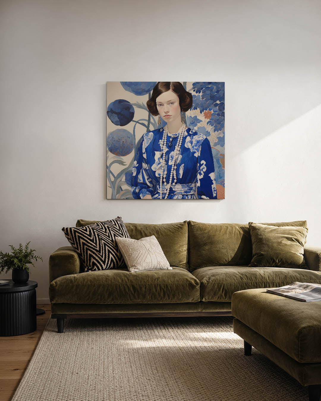 Vrouwelijk portret bloemen Kunstwerk