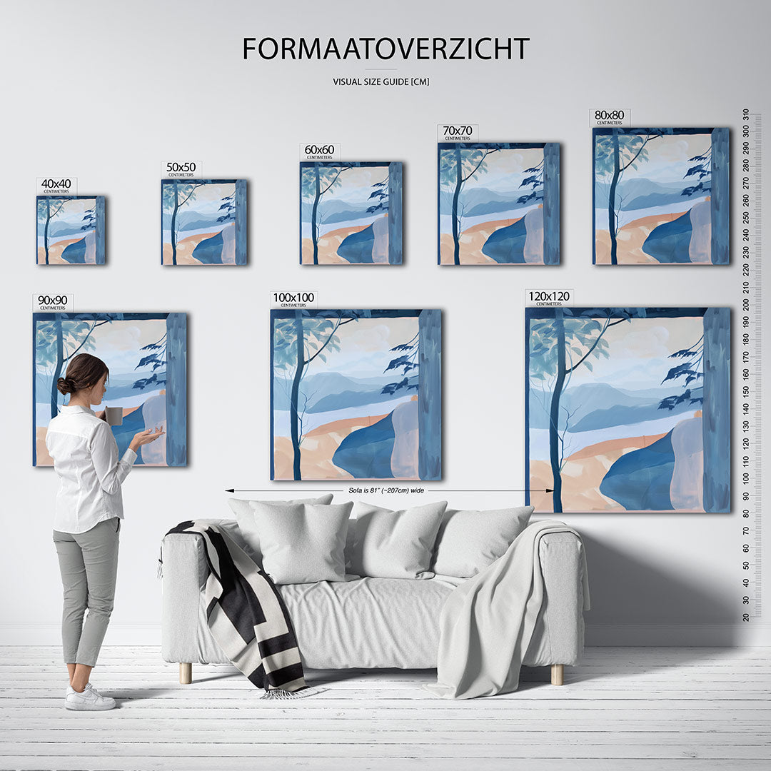 Landschap met blauwtinten Kunstwerk