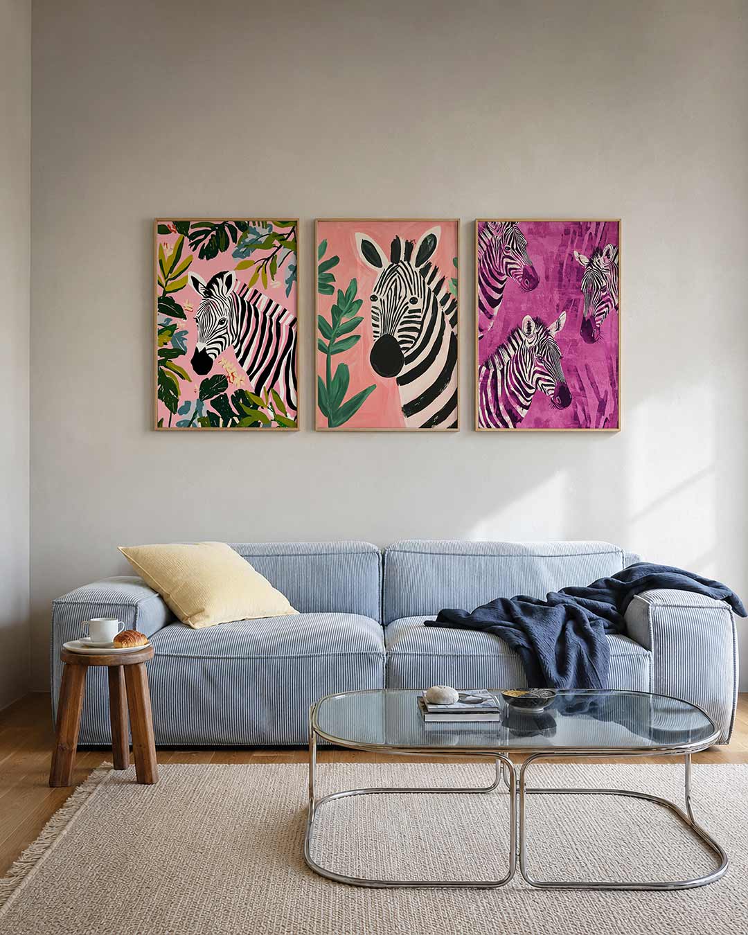 Zebra en bladeren Posterset