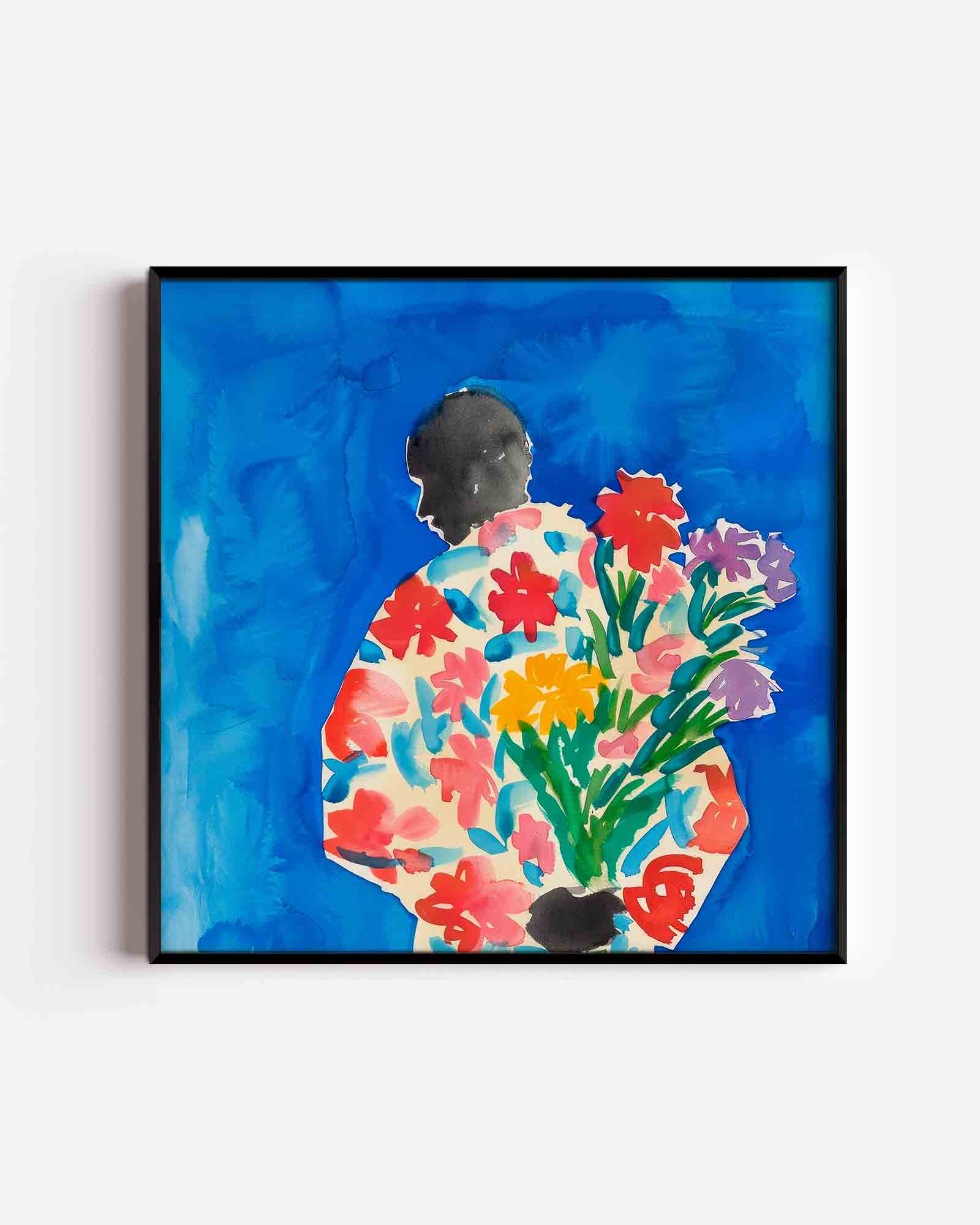Bloemen en silhouet Poster