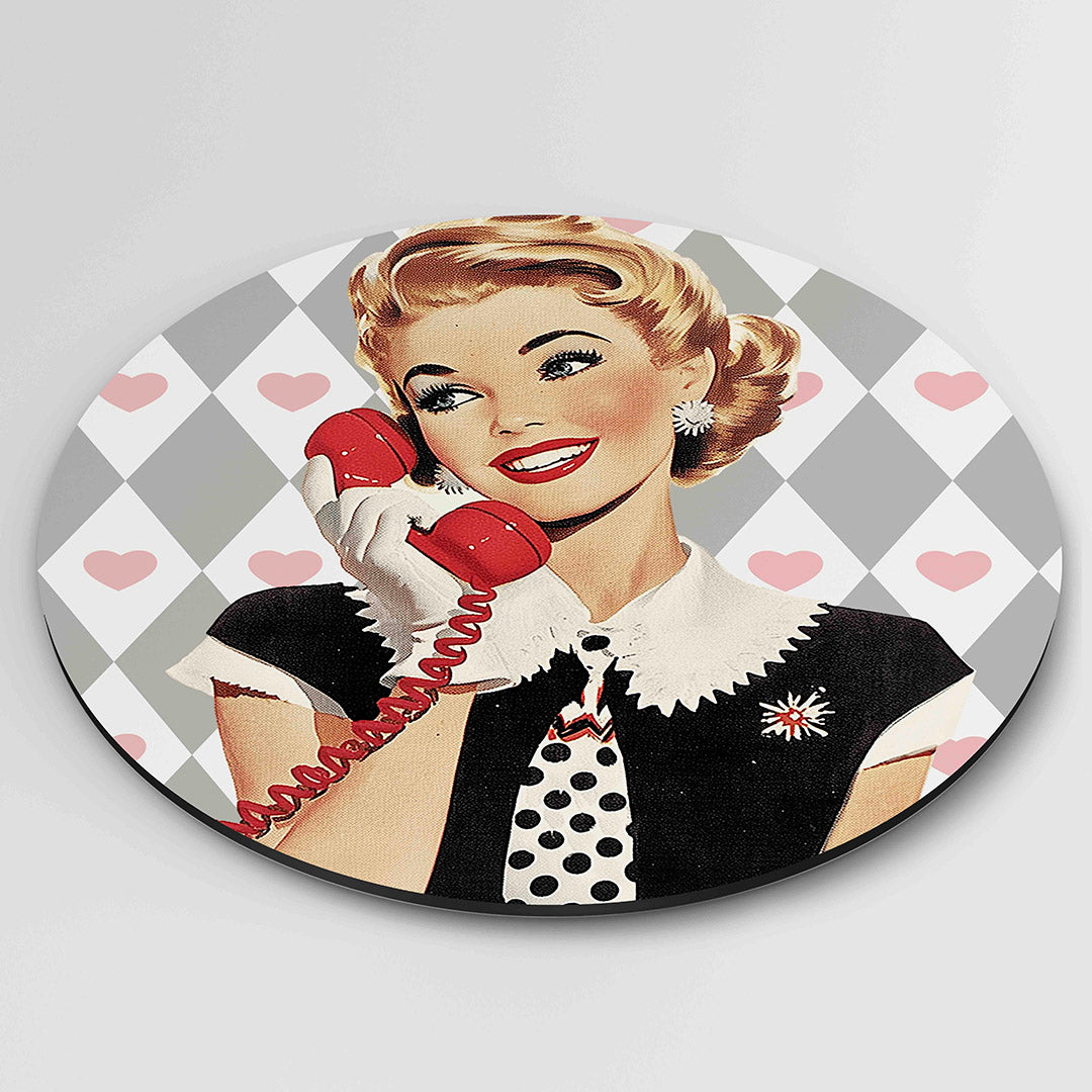 Vrouw met telefoon Muurcirkel