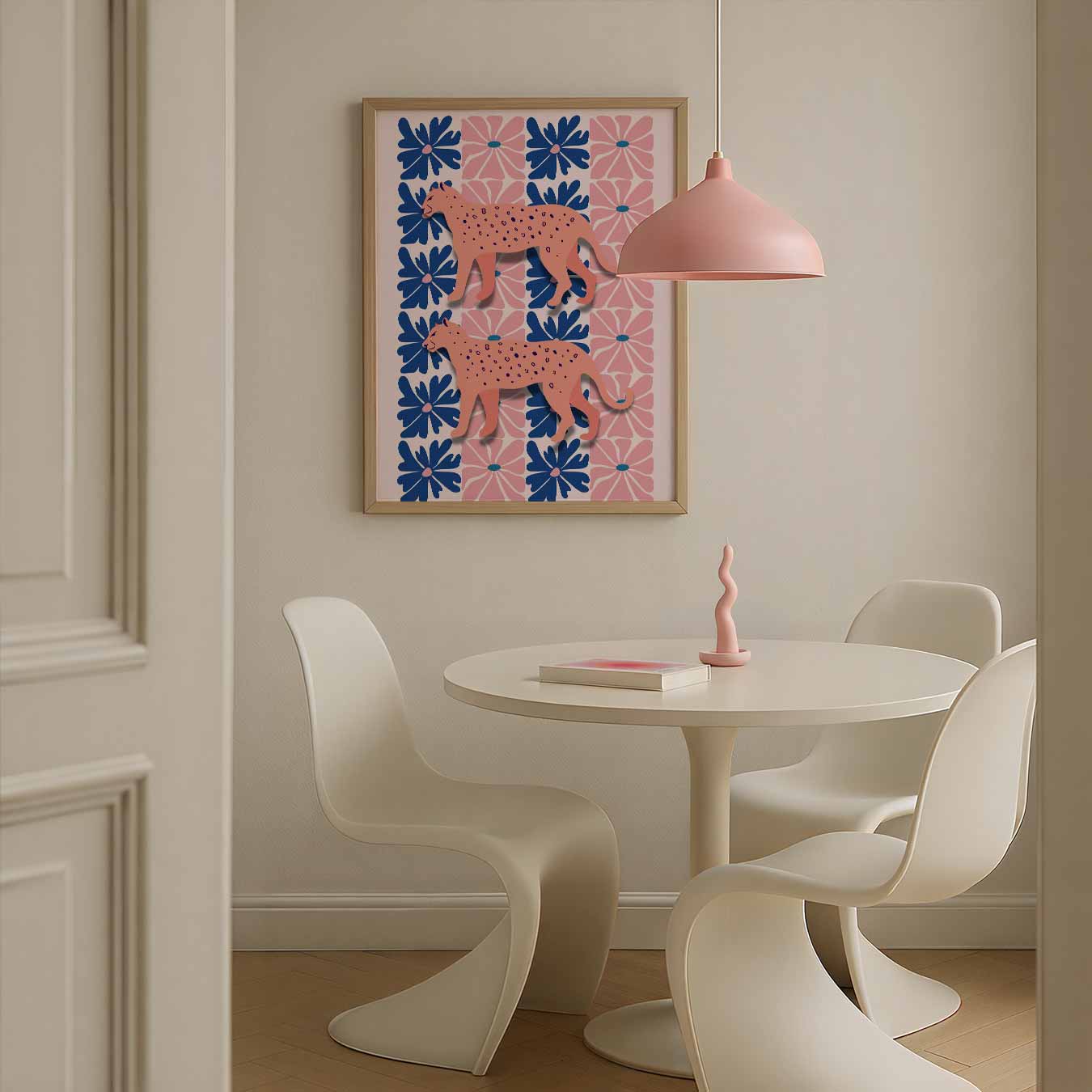 Tropische Luipaard Bloemenposter-WallArtistic