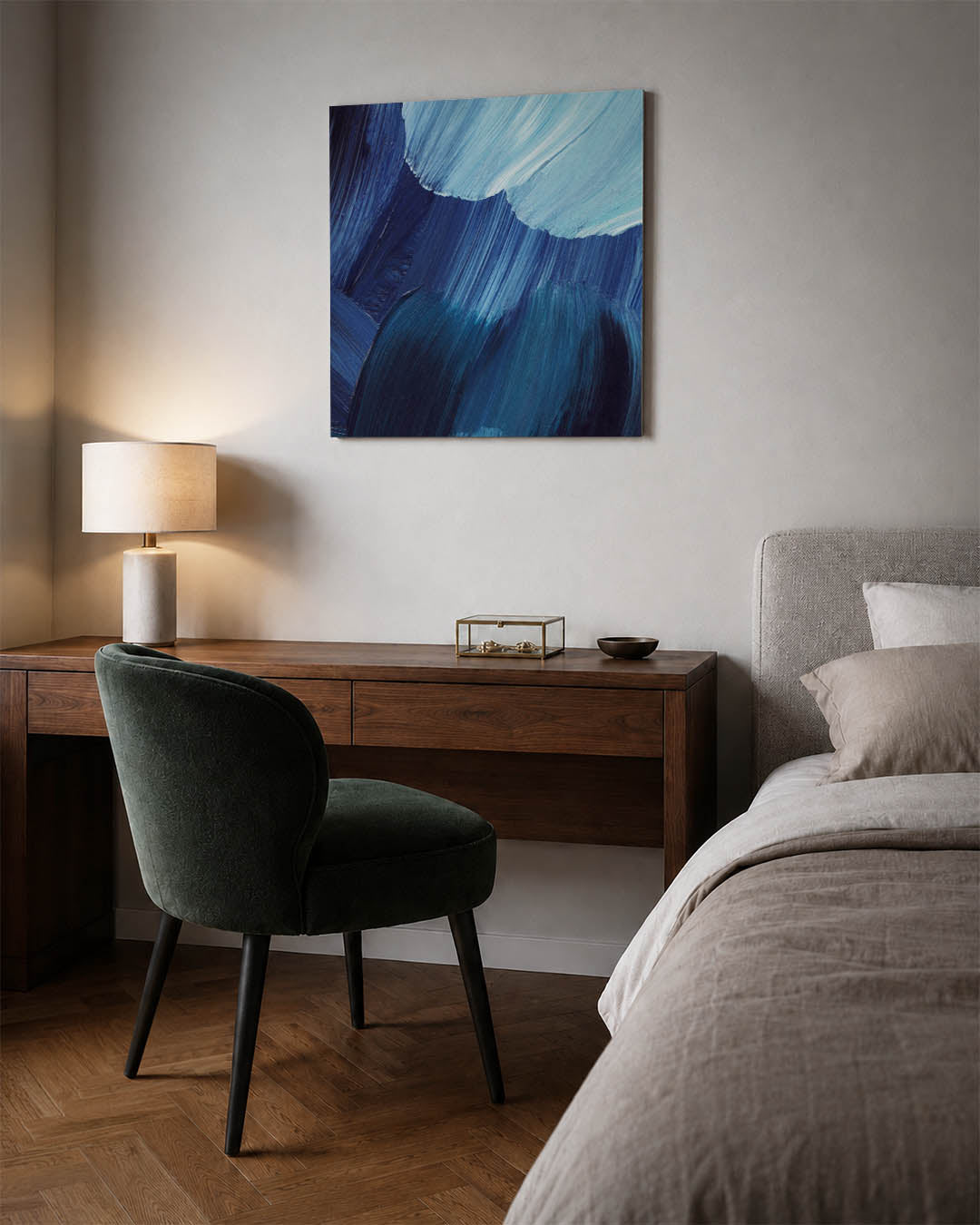 Dynamische blauwe beweging Kunstwerk