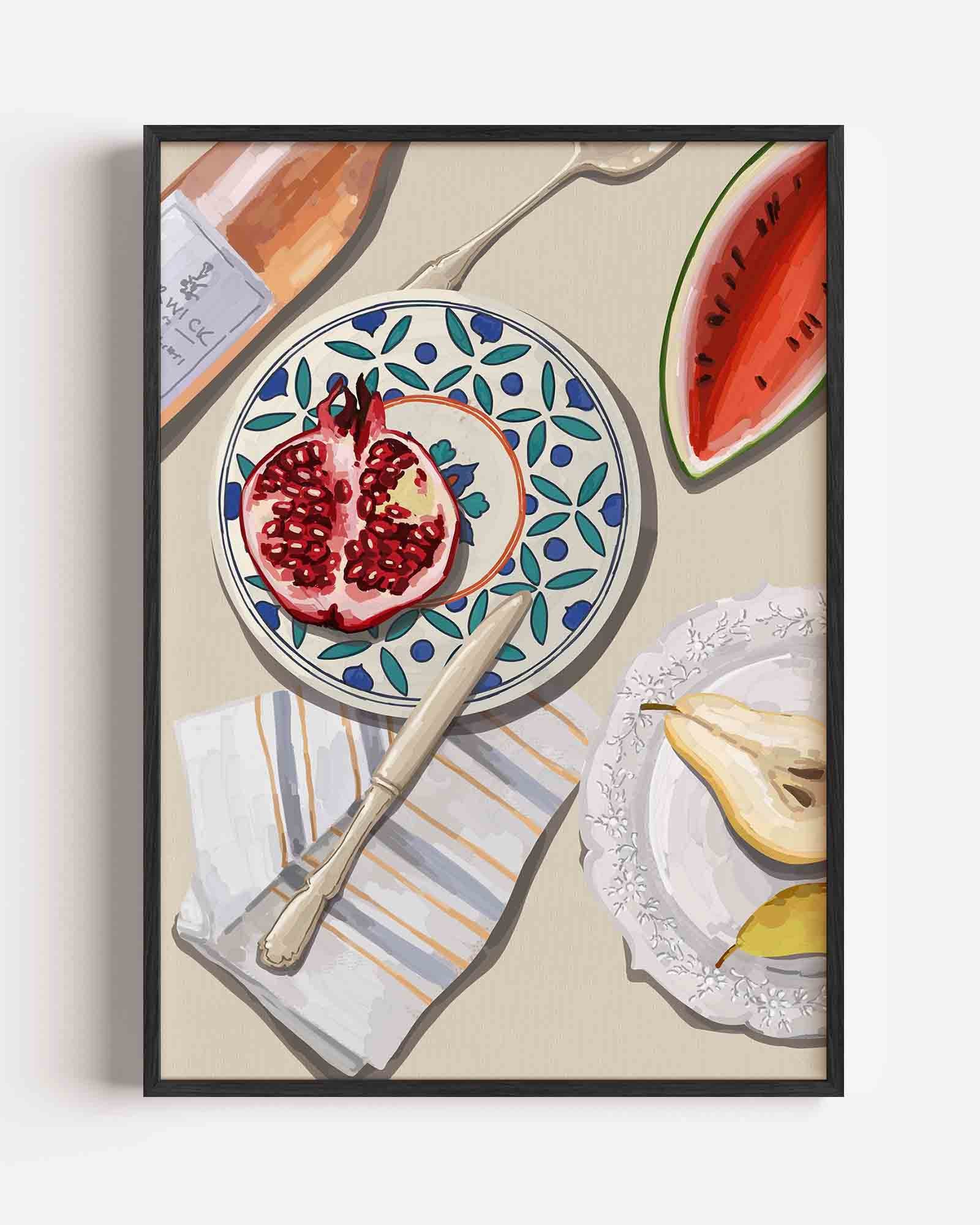 Fruit en servies Poster