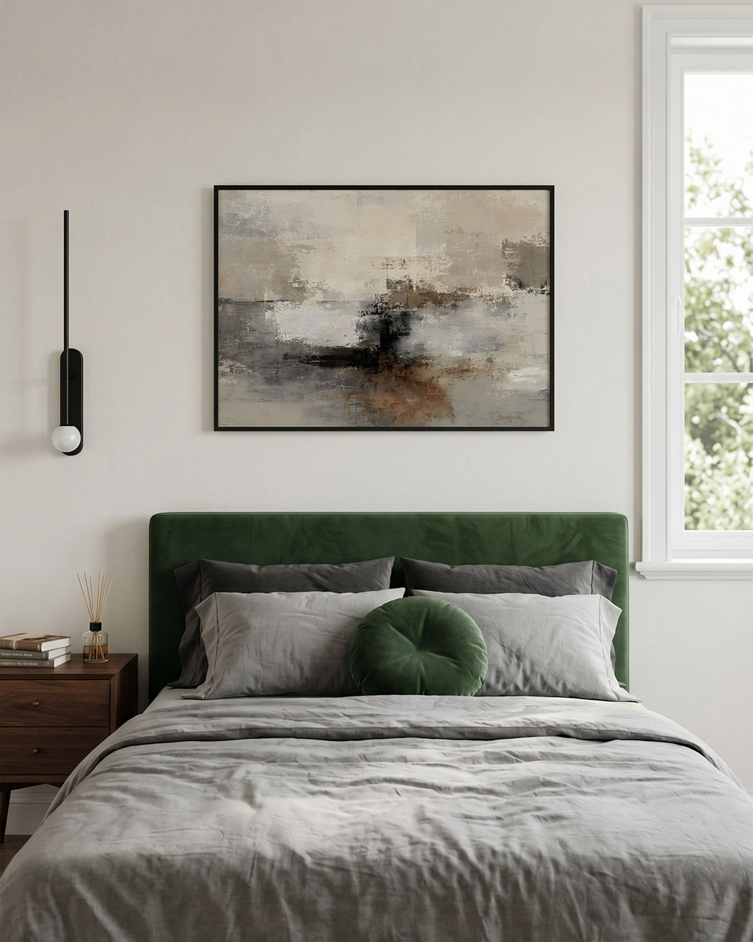 Abstracte beige en grijze Poster