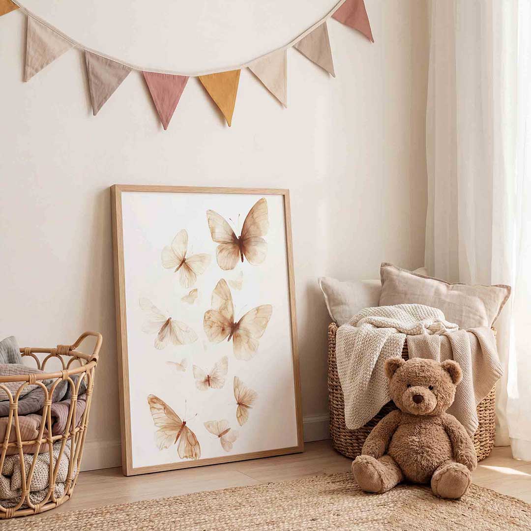 Vlinders in beige Poster
